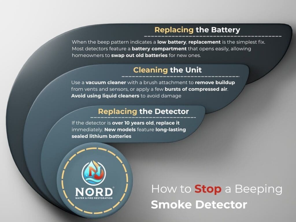 An illustration showing How to Stop a Beeping Smoke Detector for the article Smoke Detector Beeping