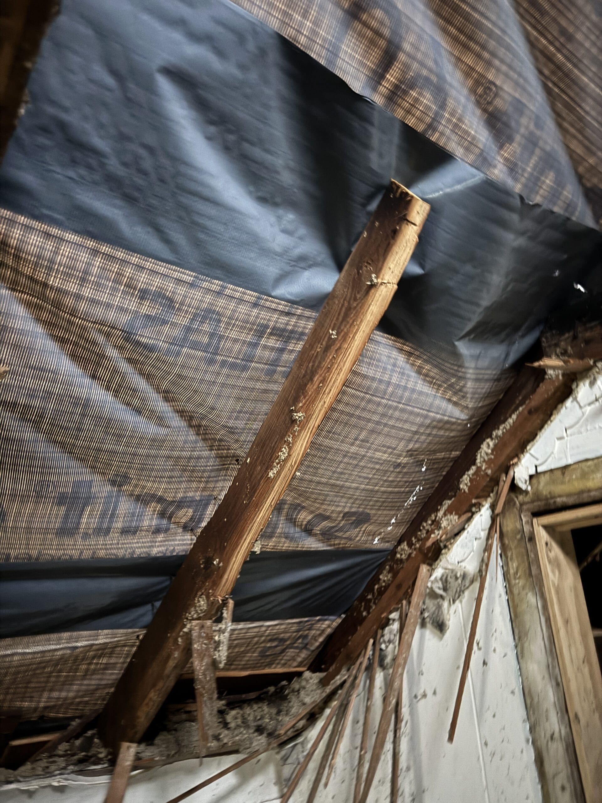 Damaged roof parts