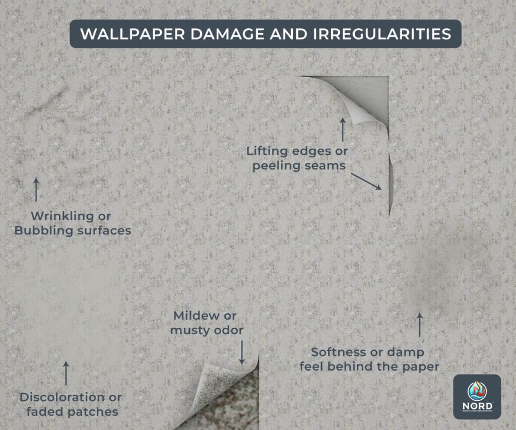 WALLPAPER DAMAGE AND IRREGULARITIES